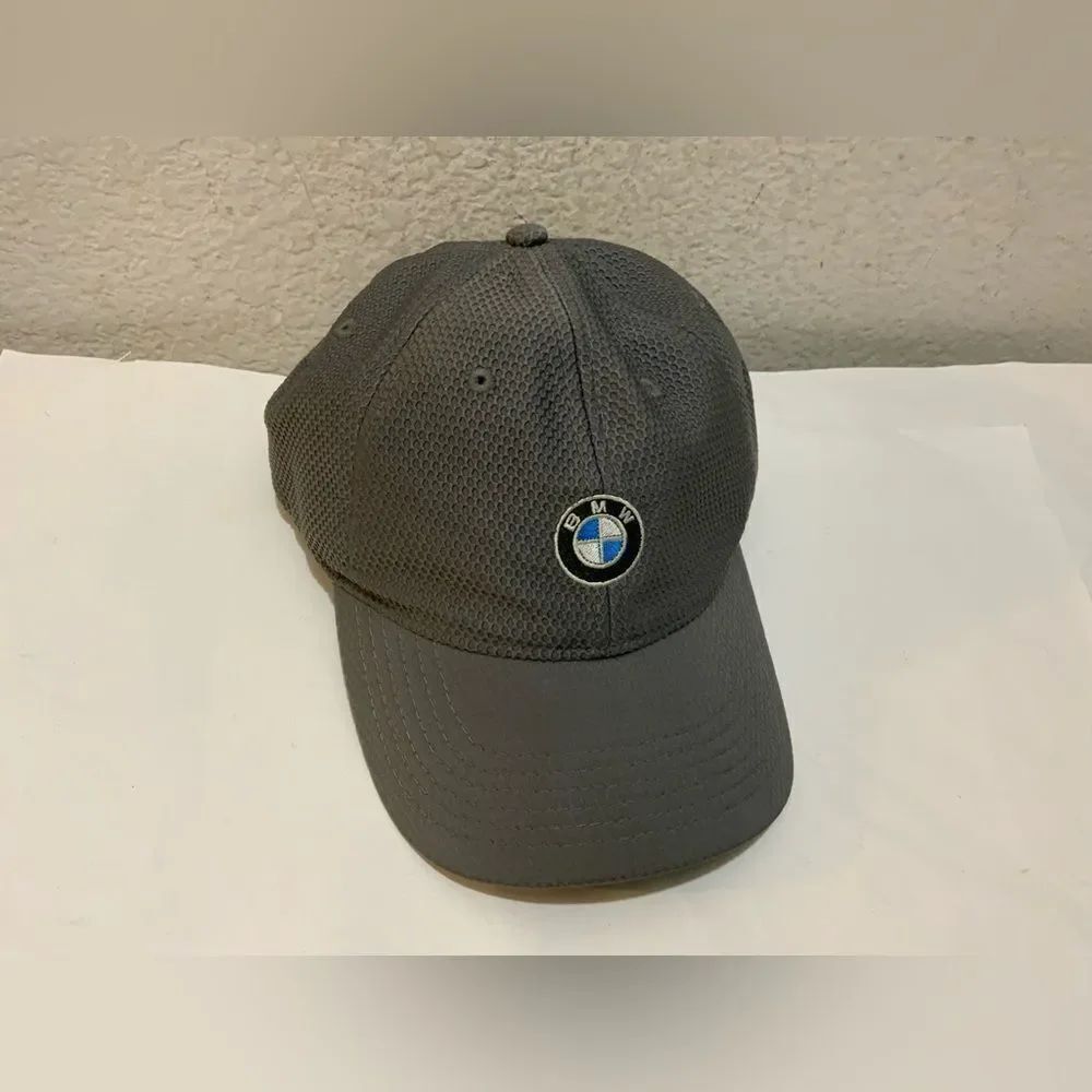 BMW  Hat Grey Mesh Embroidered Logo Adjustable StrapBack Baseball Cap